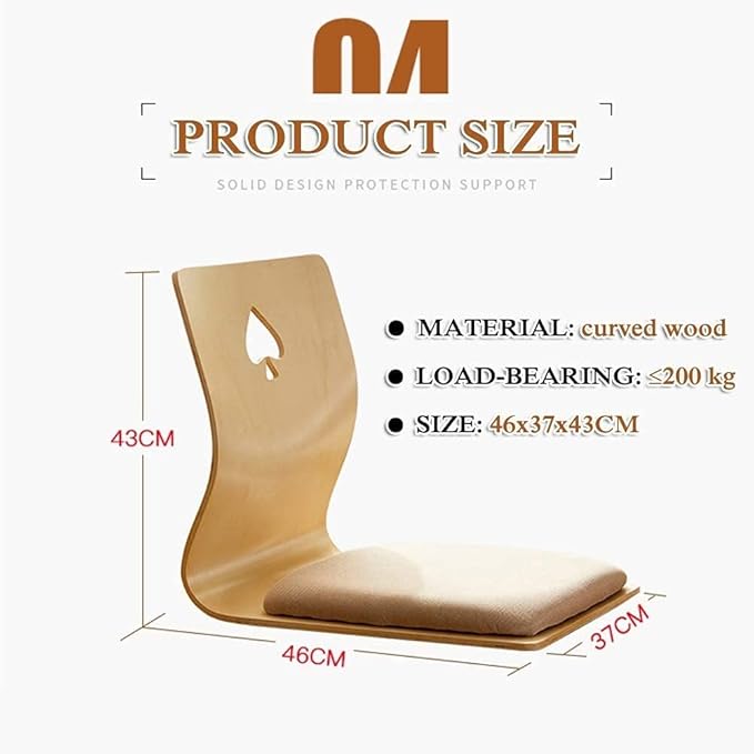 Tables Luxury Tatami Floor Legless Chair Wood Japanese Style Seating Furniture Back Support for Meditation or Gaming (Color : #3)