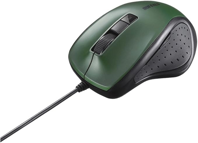 BUFFALO BSMBU308GR Wired BlueLED Silent 5-Button Mouse Green
