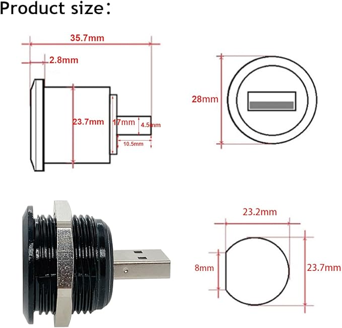 PENGLIN 5PCS USB3.0 Adapter USB-A Male to Female Converter Extender Connector USB Panel Mount Connector Compatible with Laptop Computer Hard Drive Printer Camera
