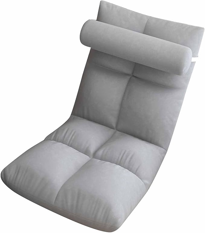 Floor Chair with Back Support Floor Sofa Chair Sleeper Bed Couch Recliner Floor Gaming Chair Padded Sleeper Bed Meditation Chair for Adults (Premium Gray)