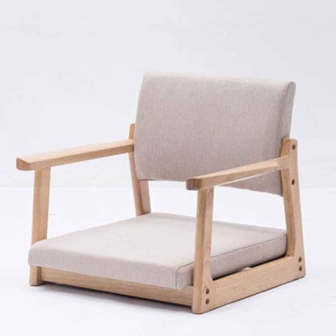 BTZHY Floor Chair Solid Wood Legless Chair with armrests and backrest Floor Chair Comfortable upholstered Chair with Low seat for Bay Windows Office Home