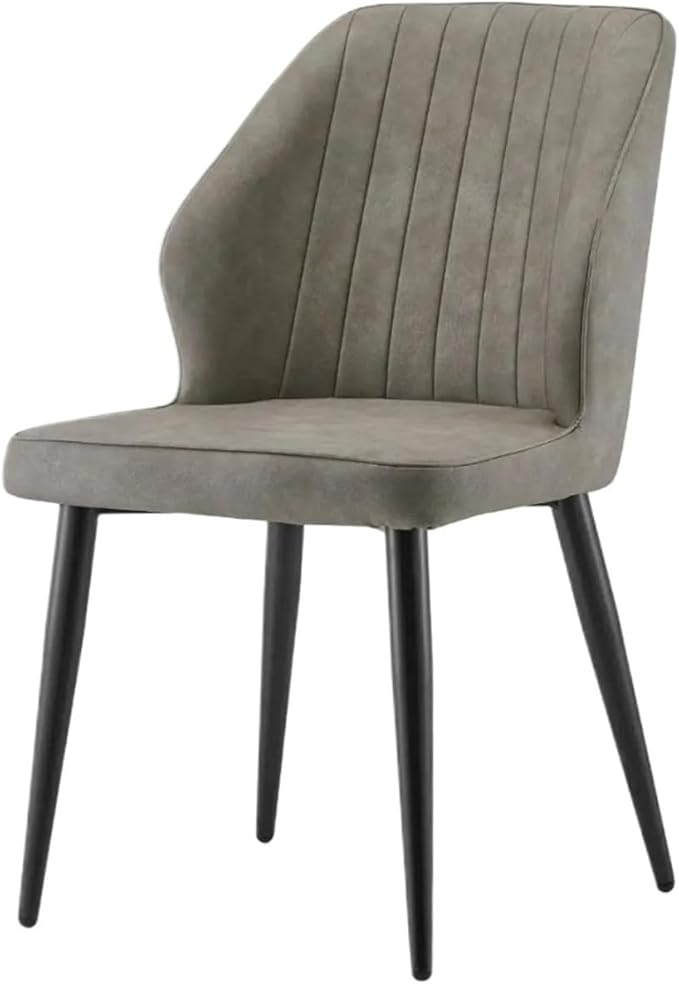 Adjustable Office Computer Chair with Armrest 1pcs Leather Upholstered Kitchen Dining Chairs with Curved Backrest and Metal Legs(Light Grey)