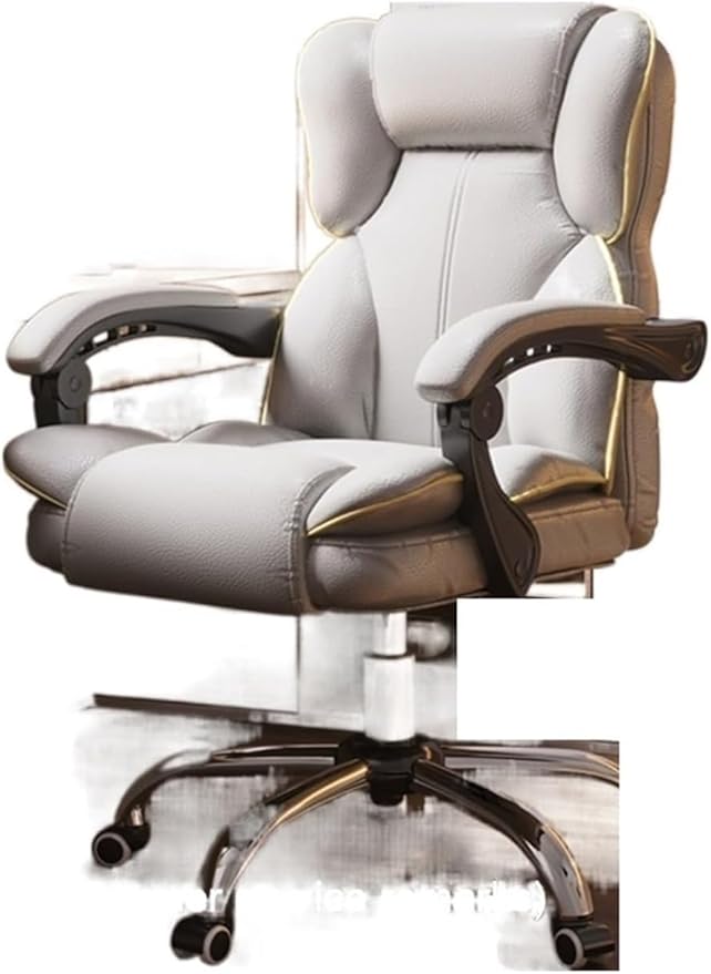 Computer Chair Household Office Chair Gaming Backrest Stool Scroll Wheel Pedal Headrest Latex Leather Rotatable Lifting Chair (Color : Ordinary Section B)