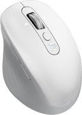 Wireless Bluetooth Mouse Multi Device (BT1/BT2 + 2.4G USB) Mouse for Laptop iPad &amp Mac 4-Way Scroll with Side Buttons Silent Click Ergonomic Offce Mouse Adjustable DPI (White