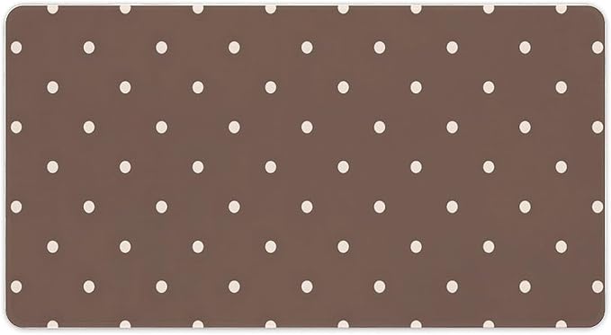 Brown and White Polka Mouse Pad Large Desk Mat Extended Keyboard Mouse Pad with Non-Slip Base and Stitched Edge Mouse Mat Desk Pad 30x16 Mouse Pads for Desk Home Office Gaming