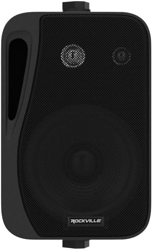 Rockville Pair HP4S BK 4 360W Outdoor/Indoor Speakers Swivel Wall Mount IPX44 Weather Resistant High-Fidelity Sound for Home Theater and Patio Use