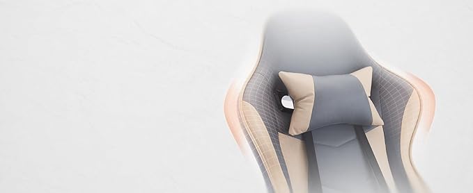 extrasleep Video Game Chairs Ergonomic Gaming Chair with Footrest Computer Chair Gaming with Lumbar Support Reclining Office Chair with Height Adjustable Swivel Chairs 300lb Max Blue Beige