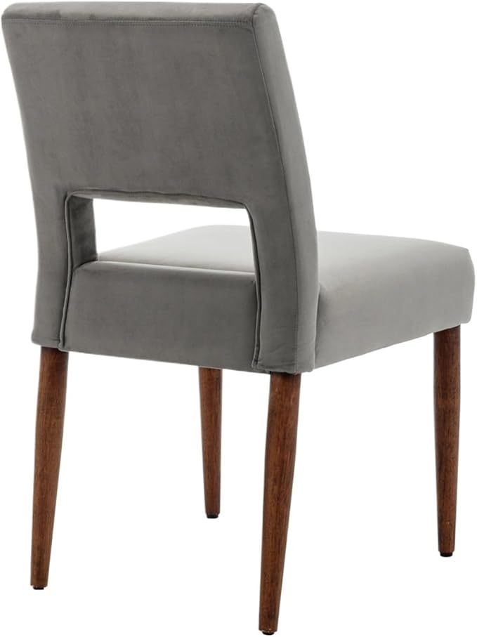 Adjustable Office Computer Chair with Armrest 1pcs Velvet Fabric Upholstered Dining Room Chairs Solid Wood Legs Home Furniture(Gray)