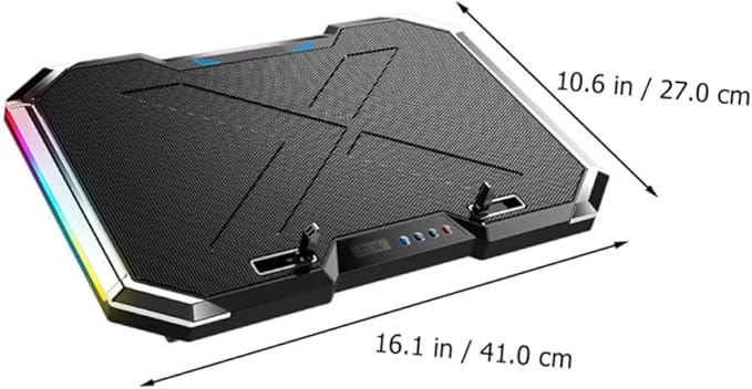Mikikit Cooling Base USB Fans Laptop Stands PC Fan Laptop Ventilated Support LED Cooling Pad PC Cooler Quiet Laptop Cooler Laptop Fan Cooler Laptop Air Cooler LED Alloy Black Q8 USB
