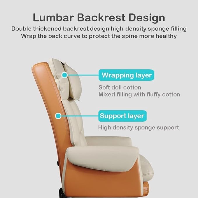 POKENE Computer Chair with MassageGaming Chairs with 7-Point VibrationComputer Chair High Back Chairs with WheelsHome Office Chair for Bedroom with Wheels (Color : Beige B)