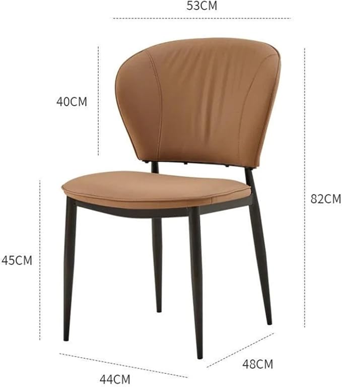 Adjustable Office Computer Chair with Armrest 1pcs Modern Simple Leisure High Backrest Leather Dining Chair Home Furniture(Dark Orange)
