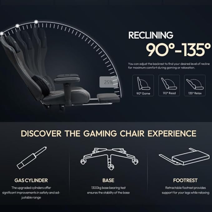 Dowinx LS-665TE0D Gaming Chair with Heated Massage Lumbar SupportErgonomic Computer Chair with Pocket Spring CushionReclining Game Chair with Adjustable Padded Armrests and FootrestBlack-Green