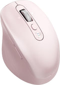 Wireless Bluetooth Mouse Multi Device (BT1/BT2 + 2.4G USB) Mouse for Laptop iPad &amp Mac 4-Way Scroll with Side Buttons Silent Click Ergonomic Offce Mouse Adjustable DPI（Pink）
