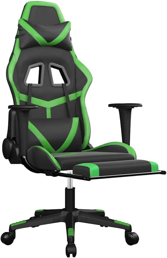 Ergonomic Gaming Chair with Adjustable Height Lumbar Support Swivel Function Footrest for Office Desk Game Room