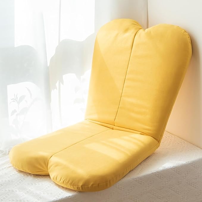 ELEFOCUS Folding Gaming Chair with Back Support 5 Adjustable Positions Lazy Sofa Lounge for Playing Reading Meditating Room Recliner(Yellow)