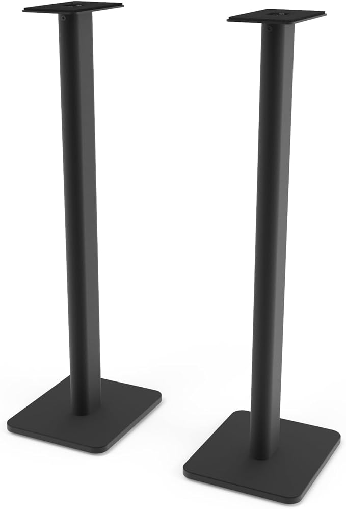 Kanto REN Grey Bluetooth Powered Bookshelf Speakers - Matte Grey Pair SP32PL 32 Fixed-Height Stands for Bookshelf Speakers - Black Pair (2024)