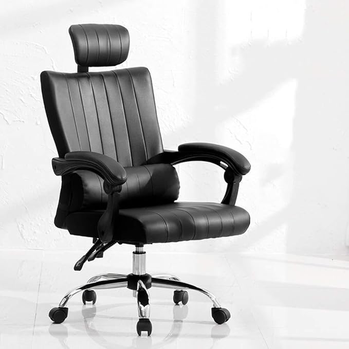 Ergonomic High Back Office Chair with Footrest PU Leather Executive Desk Chair with Lumbar Support and 360° Swivel
