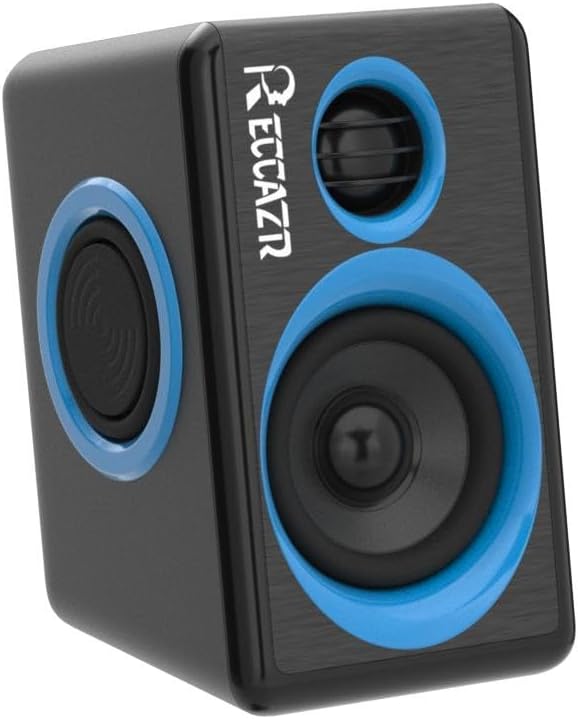 RECCAZR SP2040 Surround Computer Speakers with Deep Bass USB Wired Powered Multimedia Speaker for PC/Laptops/Smart Phone Built-in 4 Loudspeaker Diaphragm(Blue)