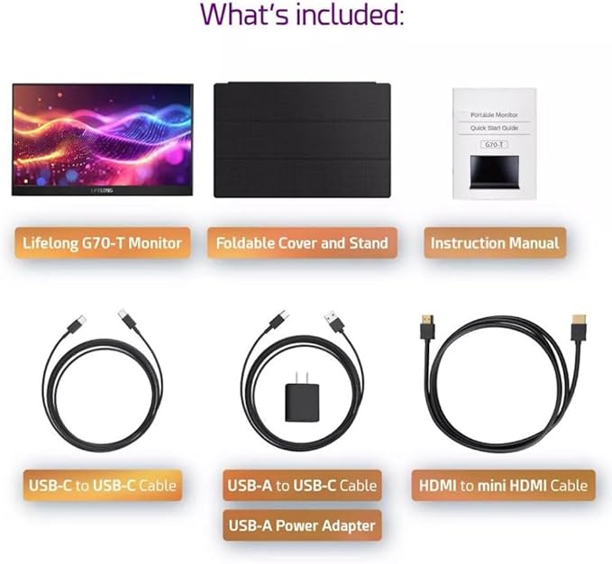 G70-T 1920 x 1080 15.6 1080P Portable Monitor - IPS Built-in Speakers 60Hz HDMI &amp USB-C (Renewed)