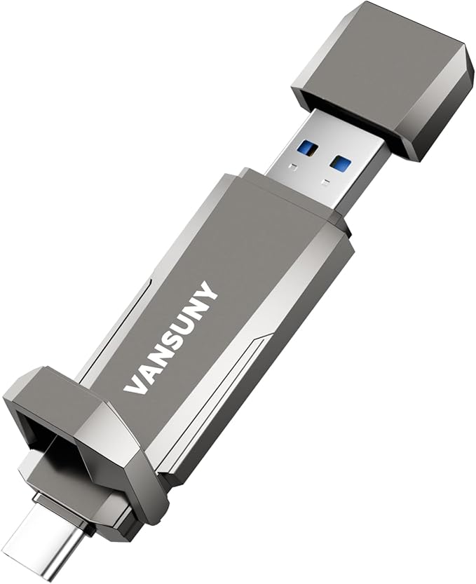 Vansuny 512GB USB Solid State Drive Up to 1000MB/s 3.2 Gen 2 Dual SSD USB A + Type C Portable External SSD for Android Phone Tablet Laptop MacBook PC