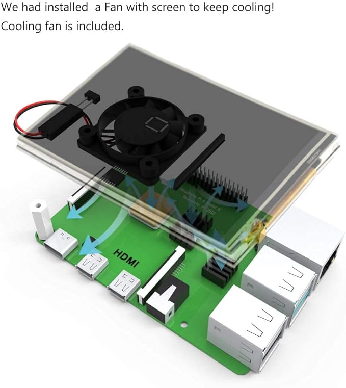 for Raspberry Pi 4 TFT 3.5 inch Touch Screen with Case Mini Cooling Fan and Heatsink 480x320 Resolution 60fps Monitor LCD Display