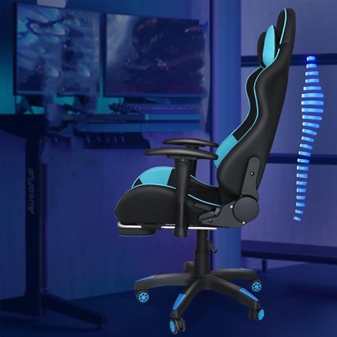 HOTRA Ergonomic Gaming Chair with Footrest Office Chair with Headrest Lumbar Support High Back Video Game Chair Adjustable Swivel PC Chair (Color : White)