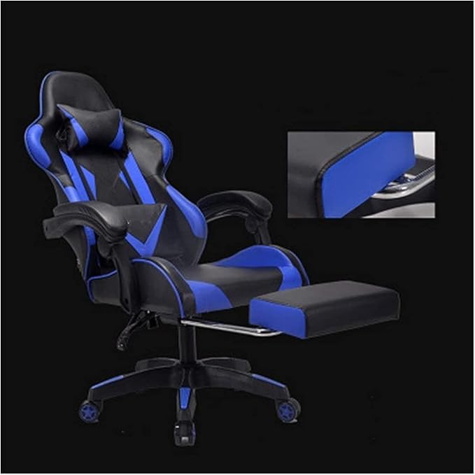 Office Chair Gaming Chair Ergonomic Computer Desk and Chair Office Chair with Footstool Swivel Chair Game Chair Work Chair Chair (Color : White Size : One Size) Needed