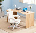 White Adjustable Gaming Chair with Recline to 135° &amp Built-in Footrest - PU Leather 360° Swivel Base for Home/Office