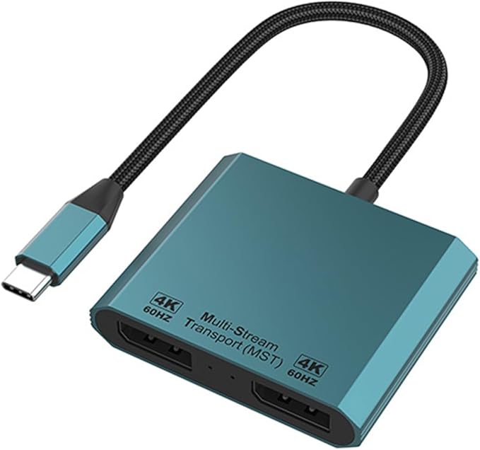 USB C to Dual DisplayPort Adapter Dual DP Splitter for Dual Monitors 4K 60Hz USB Type C Multi-Monitor MST Hub Compatible with MacBook Pro/Air Pad Surface Dell Galaxy Chromebook (2 in 1)