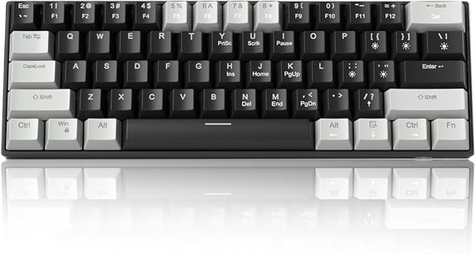 Camiysn 60% Mechanical Gaming KeyboardMixed Color Keycaps Gaming Keyboard with Linear Red Switches Detachable Type-C Cable Mini Keyboard with Blue LED Light for PC/Laptop