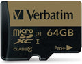 Verbatim 64GB ProPlus 600X microSDXC Memory Card with Adapter UHS-1 U3 Class 10 44034