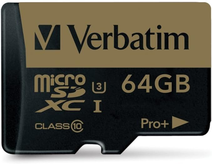 Verbatim 64GB ProPlus 600X microSDXC Memory Card with Adapter UHS-1 U3 Class 10 44034