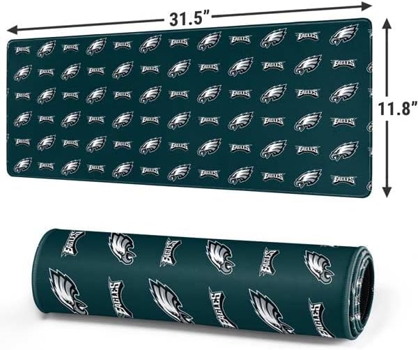 Skinit Large Gaming Mouse Pad - Officially Licensed NFL Philadelphia Eagles Blitz Series Design with Stitched Edges Waterproof Non-Slip Rubber Base Desk Mat for Keyboard &amp Mouse