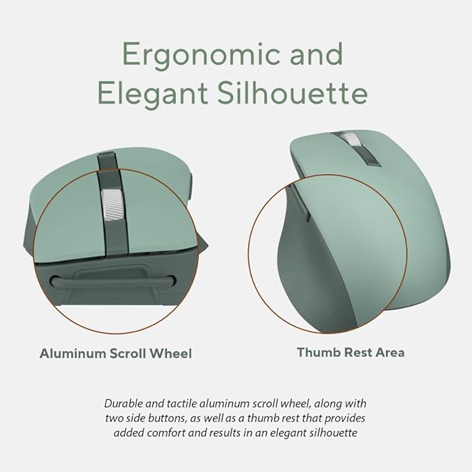 ASUS Wireless SmartO Mouse Silent Plus – Dual Mode (BT/2.4GHz) up to 3 Devices Ergonomic 4200 DPI AA Battery Lasts up to 1 Year Quiet Switches Portable for Productivity/Gaming - Green Tea Latte