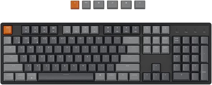 Keychron K10 RGB Full Size Layout Hot-Swappable Mechanical Keyboard for Mac Windows Multitasking 104-Key Bluetooth Wireless/USB Wired Gaming Keyboard with Keychron Super Red Switch Aluminum Frame