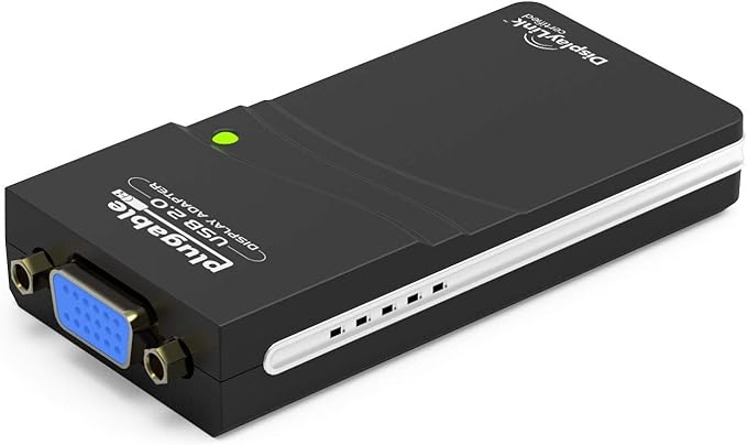 Plugable USB 2.0 to VGA Video Graphics Adapter for Multiple Monitors up to 1920x1080 Supports Windows 1110 8.1 7 XP Mac and ChromeOS