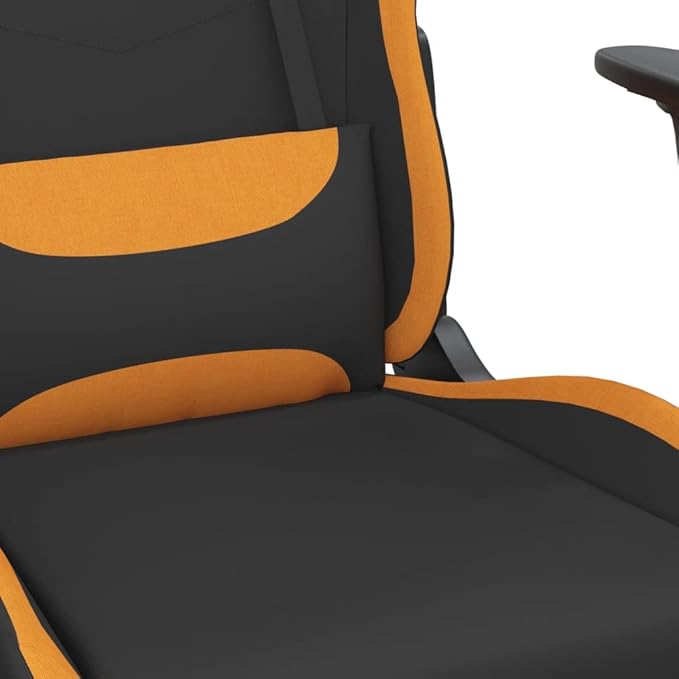 SKM Massage Gaming Chair with Footrest Black and Orange Fabric (Weight-16KG)