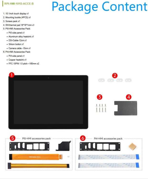 Industrial HMI All-in-one Touch Display for Raspberry Pi 5 4 10.1inch Screen Monitor Dual 4K HDMI Output 10-Point Touch @XYGStudy (RPI-HMI-101D-ACCE-B)