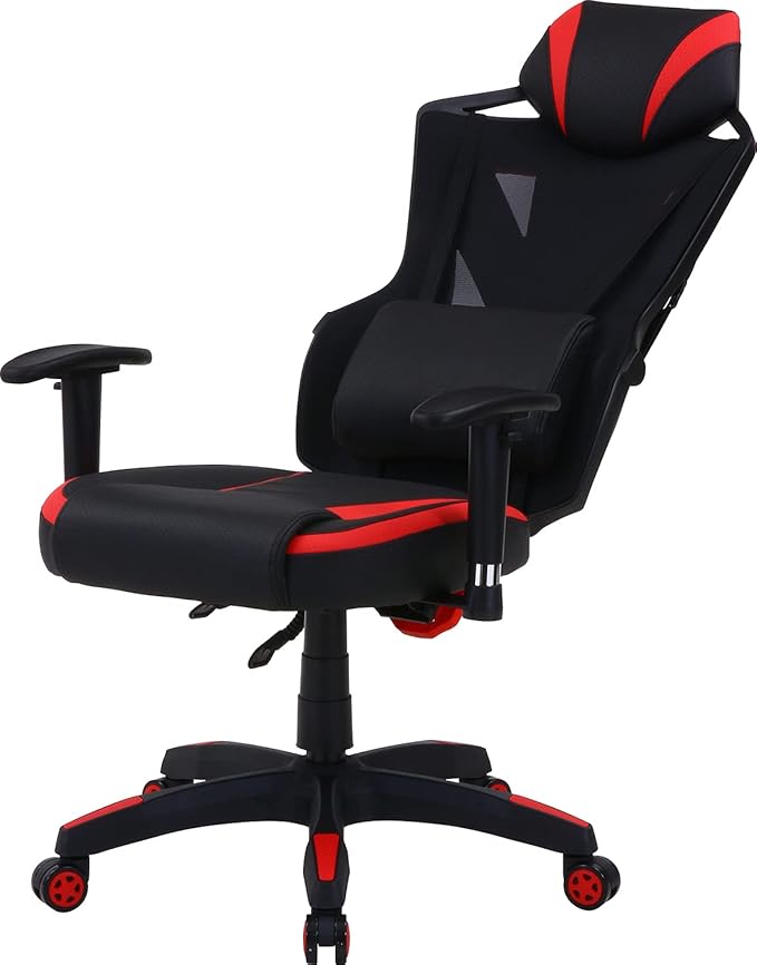 不二貿易(Fujiboeki) Fuji Boeki 19427 Rays Gaming Chair Personal Chair Width 27.0 x Depth 25.8 x Height 46.5-49.2 inches (68.5 x 65.5 x 118-125.5 cm) Red Mesh Rotatable Reclining