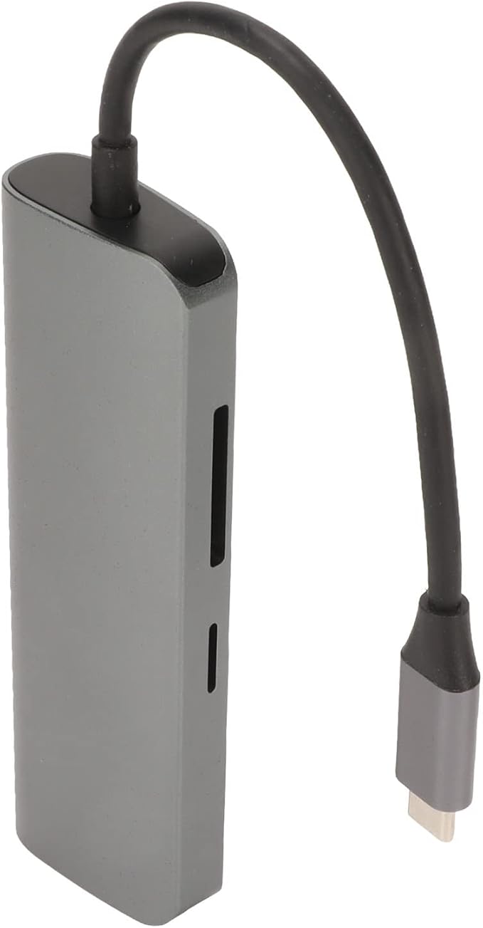 8 in 1 USB C Hub: 4K 3 USB3.0 Ports 100W PD Charging USB C Data Port Storage Memory Card Readers Grey Aluminum Alloy