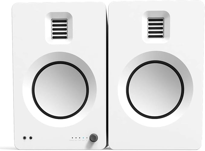 Kanto TUK Premium Powered Speakers with SE6 Elevated Desktop Speaker Stands (White)