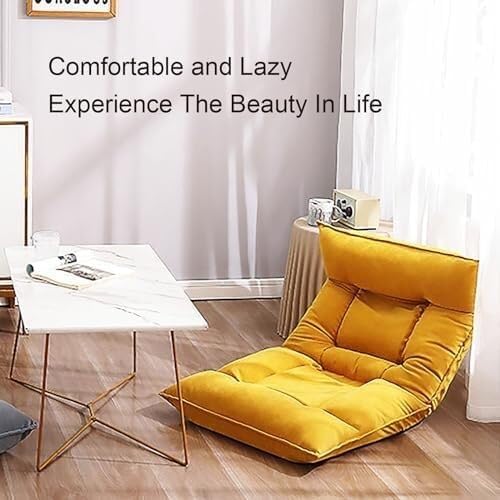 ELEFOCUS Lazy Sofa Couch Padded Sleeper Bed Couch Recliner. for Napping Reading and Meditation(Yellow)