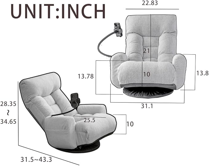 360° Swivel Lounge Chair with Adjustable Headrest &amp Lumbar Support – Rotatable Modern Gaming Recliner for Living Room Bedroom or Balcony (Beige)
