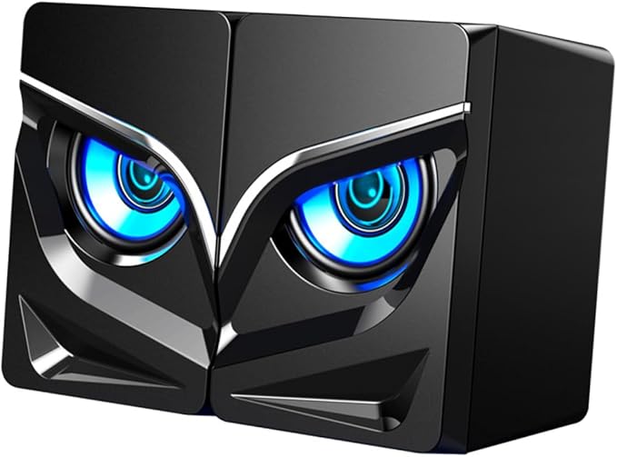 2pcs USB Wired Computer Speakers with Colorful RGB Lighting Surround Sound Subwoofer for Desktop Laptop Gaming and Office Use Compact Stereo Audio External Speakers with Powerful