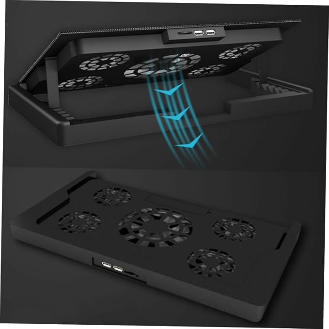 GALPADA USB Laptop Cooling Platform 5-Fan Cooler Stand Adjustable Multi-Angle Laptop Cooler Base with Anti-Skid Design for Gaming and Office Use