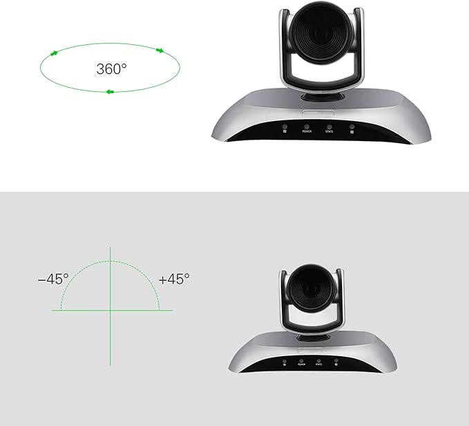 1080P HD Conference Camera USB Plug &amp Play 3X Zoom 360° Rotation with Remote Control Power Adapter for Video Meetings Training Teaching