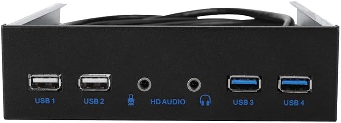 Wendry USB 3.0 Front Panel Hub Optical Drive 5.25-inch Front Panel 4-Ports Support USB 3.0 USB 2.0 Microphone Input and Audio Output Port for Computer case 19PIN HD Audio Extension Front Panel