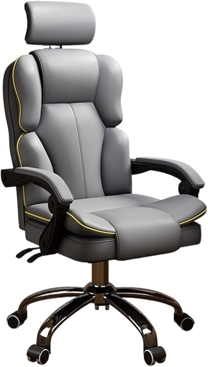 Adjustable Office Computer Chair with Armrest Computer Chair Office Household Movable Lifting Gamer Backrest Swivel(Grey)