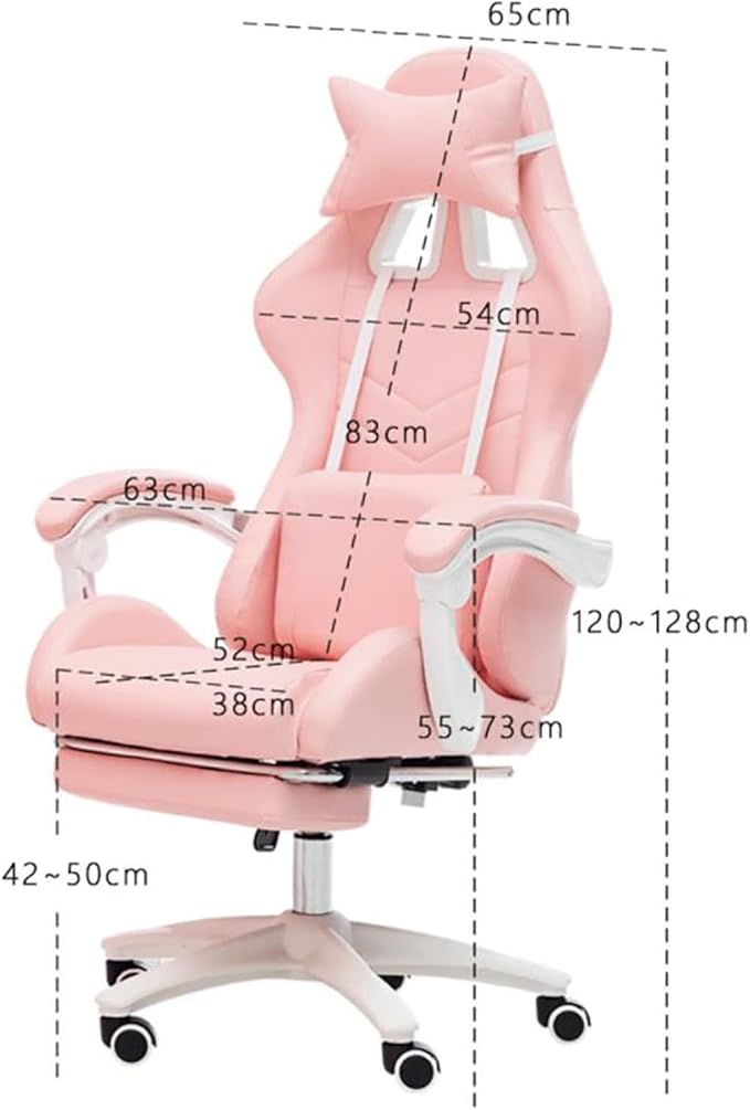 Cute Gaming Chair with Footrest High Back Video Game Chairs Kawaii PU Leather Gamer Chair with Lumbar Support and Headrest Computer Chair for Girls Adults &amp TeensPink