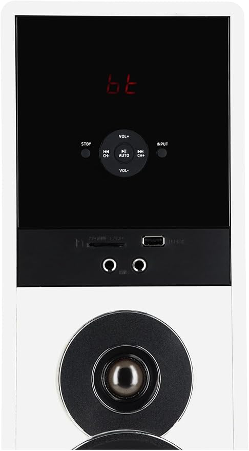 Rockville TM80W Powered Home Theater Tower Speaker System White 800W 8 Subwoofers Bluetooth USB/SD Playback FM Radio Remote Control Karaoke Ready Perfect for Home Entertainment